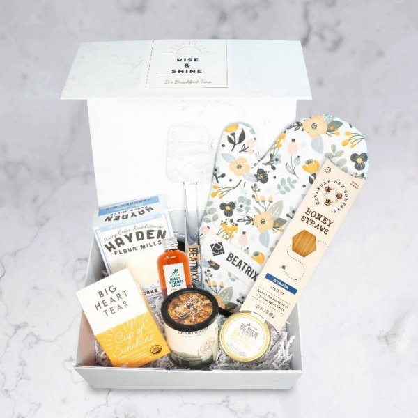 Gift box with baking supplies.